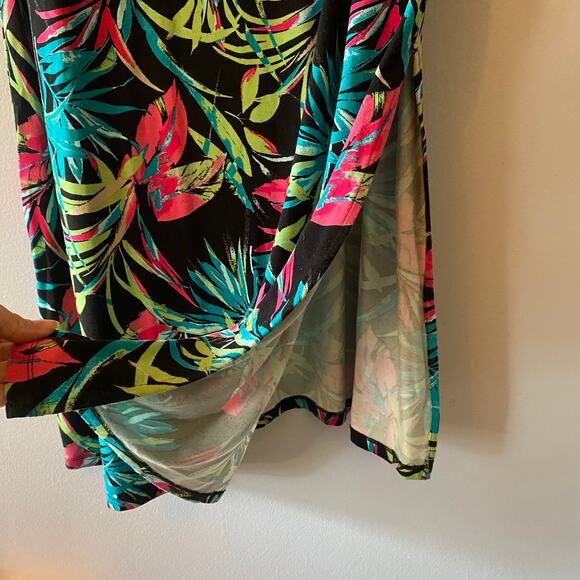 Chico's Black Multicolor Sleeveless Tank Dress Maxi Dress Tropical 3 / XL / 16 - Picture 4 of 9